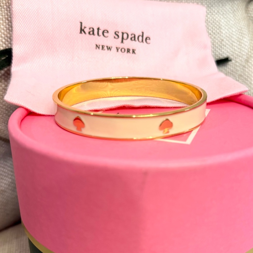 Kate Spade Spade Enamel Bangle Bracelet- Ivory Cream White w/ Dustbag Box
